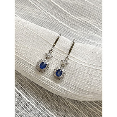 Bông Tai Đính Đá Sapphire thiên nhiên - MOON Jewelry