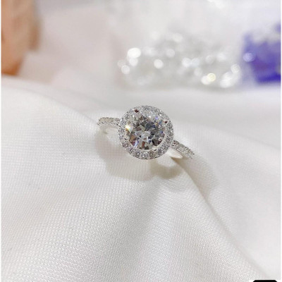 Nhẫn nữ bạc ta mặt đá tròn MS65d