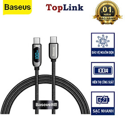 Cáp Sạc Nhanh Type C To C PD 66W/100W Baseus Display( 480Mbps, LED Indicator, E-Marker Chip, QC/PD Quick Charge Cable) - Hàng Chính Hãng