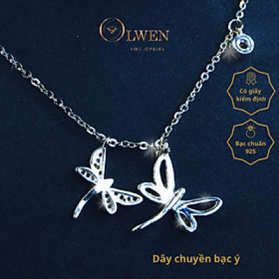 Dây chuyền bạc ý hình 2 con chuồn chuồn đơn giản, phong cách Hàn Quốc, phù hợp đi chơi, đi làm, đi học - CM45.3