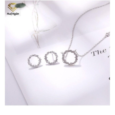 Combo dây chuyền và khuyên tai bạc Ý 925 Huệ Ngân - Huyền thoại biển xanh PP1528-RYE140938