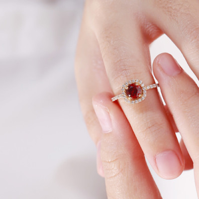 Nhẫn bạc đẹp cho nữ đính đá Cz đỏ cao cấp tphcm Gix Jewel N14