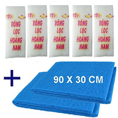 2 Xốp Lọc 90x30cm & 5 Bông Lọc 60x13cm | Vật Liệu Lọc Nước Hồ Cá Hiệu Quả