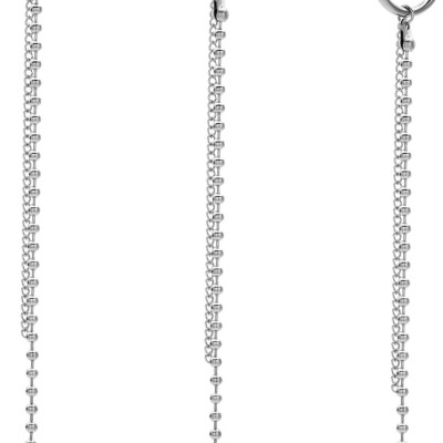 Bông tai unisex chuỗi cầu Titan dáng dài phối xích mảnh dáng ngắn