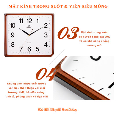 Đồng Hồ Treo Tường Cao Cấp EASTAR Mặt VÀNG Viền MỎNG – Máy KIM TRÔI – Số Nổi 3D – Tặng Pin Maxell – BH 1 Năm