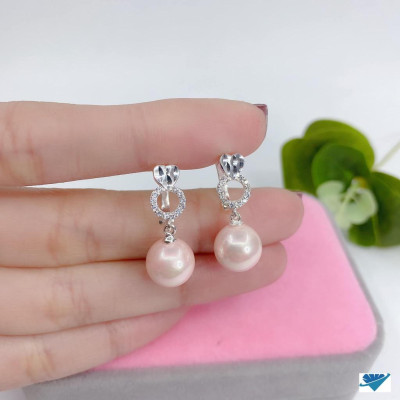 Bông tai bạc nụ đá chốt ren chất liệu bằng bạc s925 MS0705