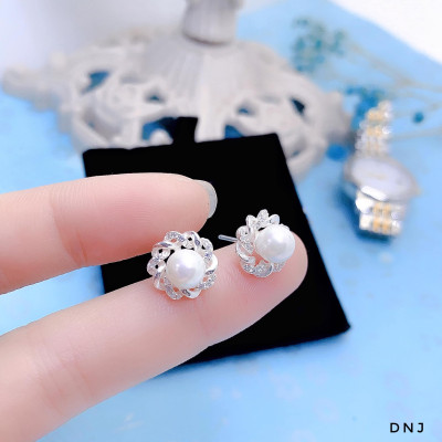 Bông tai bạc treo trai chất liệu bạc s925 MS058a