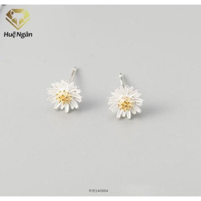 Combo dây chuyền, bông tai, nhẫn và lắc tay bạc 925 Huệ Ngân - Cúc họa mi PP1159-TB