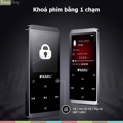 Máy Nghe Nhạc Lossless Bluetooth Ruizu D02  - Hàng Chính Hãng