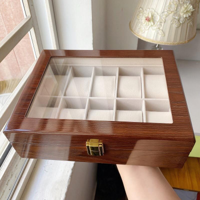 Hộp đồng hồ 10 ngăn bằng gỗ 26x20x5cm 0187