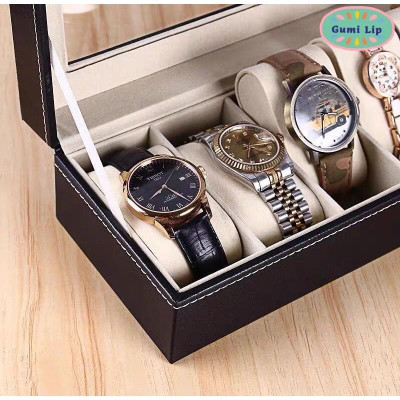 Hộp đựng đồng hồ vỏ da cao cấp có khoá thiết kế tinh tế nhỏ gọn