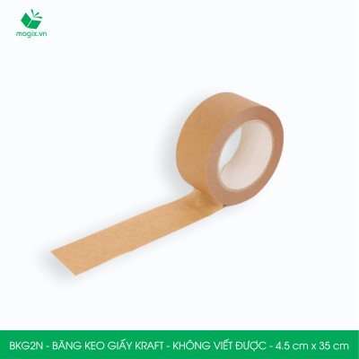 BKG2N - 4.5cm x 35m - 12 cuộn băng keo giấy Kraft da bò mặt trơn không viết được - băng dính kraft đóng hàng