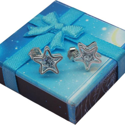 Bông Tai Nữ Bạc Ý - Bạc Hiểu Minh HT157 Ngôi Sao Bạc Ý