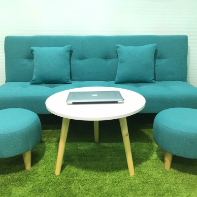 Bộ sofa bed salon giường SB4-Cabo phòng khách xanh ngọc vải bố