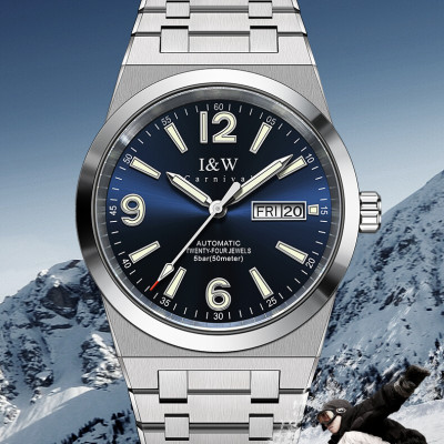 Đồng hồ nam chính hãng IW CARNIVAL IW730G-1 Kính sapphire ,chống xước ,Chống nước 50m ,Bảo hành 24 tháng,Máy cơ (Automatic),dây kim loại thép không gỉ 316L, mặt xanh thiết kế đơn giản dễ đeo