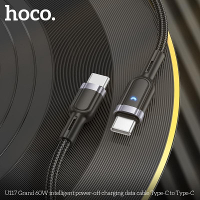 Dây Sạc Nhanh Type C To Type C 60W Tự Ngắt Thông Minh cho Iphone 15 và Android Hoco U117 Hỗ trợ sạc siệu nhanh, tính năng tự ngắt bảo vệ pin, Dây Dù chống đứt chống rối dài 1M2, truyền dữ liệu tốc độ cao - Hàng Chính Hãng