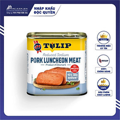 Thịt Heo Hộp 40% Giảm Mặn Tulip 340g - Nhập Khẩu Đan Mạch | Tulip Pork Luncheon Meat 40% Less Sodium 340g