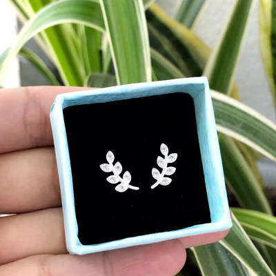 Hoa Tai Nhành Lá XinhBạc Hiểu Minh HT286