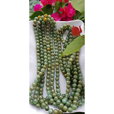 Vòng Chuỗi đeo Cổ hay niệm 108 hạt charm bi kiểu màu vàng Đá cẩm thạch tự nhiên Chuỗi cổ hạt size 7mm xanh ngọc dầu bóng mượt đẹp nữ đeo cổ nhẹ nhàng mát của đá tự nhiên tâm bình yên Món quà tặng Mẹ và người thân ý nghĩa và cho chính bản thân mình ạ