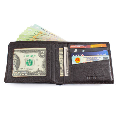 Ví Da Nam, Bóp Da Nam Smeraldo SM214 Da Bò Màu Đen, Nâu