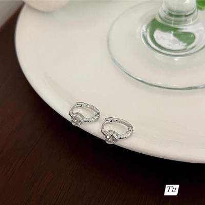 Bông tai bạc khuyên tròn thời trang chất liệu bạc s925 MS040b