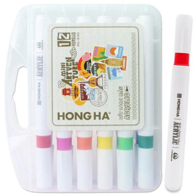 Hộp 12 Bút Lông Màu Acrylic Mini Artventure 1 Đầu - Hồng Hà 8160