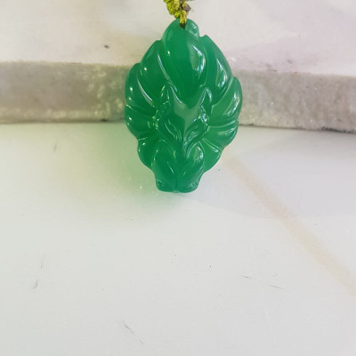 Mặt dây chuyền Hồ ly 9 đuôi hay chín đuôi đá mã não Xanh ngọc tự nhiên tặng kèm dây đeo hợp mệnh Mộc Hỏa Thủy Cao 30mm x ngang20mm x dầy 8mm Công dụng may mắn về mặt tình duyên, quyền lực, giúp nữ chủ nhân luôn xinh đẹp tài trí mang nhiều tài lộc quyến rũ