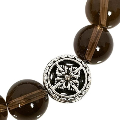 Vòng Tay Đá Thạch Anh Ám Khói Mệnh Thủy Charm Mèo May Mắn, Hoa Tuyết Laliz TR.03