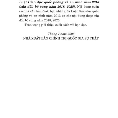 Luật Giáo dục quốc phòng và an ninh năm 2013 (sửa đổi, bổ sung năm 2018, 2025)