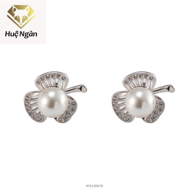 Bông tai bạc Ý 925 Huệ Ngân - Cỏ bá lá may mắn RYE140678