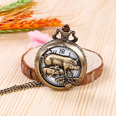 Đồng Hồ Pin Bỏ Túi Cổ Điển 12 Con Giáp Tuổi Hợi Heo Tặng 2 Pin