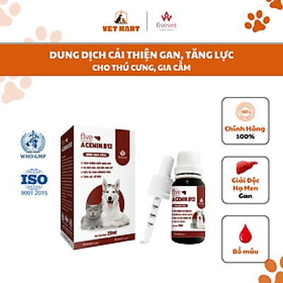Thuốc Five-Acemin B12 For pet Hỗ Trợ Cải Thiện Gan, Bổ Sung Tăng Lực Cho Thú Cưng, Gia Cầm