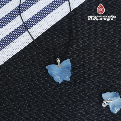 Mặt dây chuyền hình con bướm đá Aquamarine - Ngọc Quý Gemstones