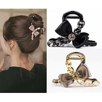 Kẹp tóc nơ đính đá Ý cao cấp sáng lấp lánh và sang trọng