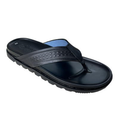 Dép  xỏ ngón nam da bò Trường Hải màu đen mặt đúc đế cao 2.5cm thời trang nam K146 