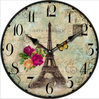 Đồng hồ treo tường hoa hoa hồng Vintage hot Đường kính 20cm