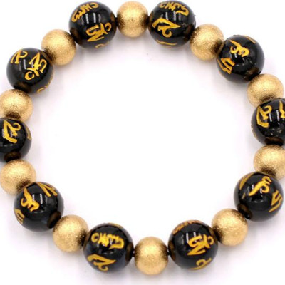 Chuỗi đeo tay - thạch anh đen khắc Phật chú 10 ly VTEPVHVT1 - hợp mệnh Thủy, mệnh Mộc