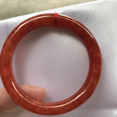 Vòng Cẩm Thạch Đỏ Đẹp A Ni 51mm x chột 8mm màu đỏ bông tươi sáng bóng đẹp nữ 50kg - 53kg đeo mệnh hỏa mệnh thổ đeo xuất sắc đẹp món quà tặng ý nghĩa ạ