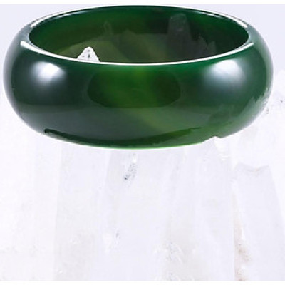 Vòng tay đá mã não xanh bản hẹ dày ni 58 mệnh hoả, mộc - Ngọc Quý Gemstones