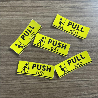 Bộ 2 Tem Dán Cửa Kính, Mở Cửa Kéo và Đẩy | Pull & Push - Tem Decal Nhựa Cảnh Báo Dán Cửa Ra Vào, Tiện  TakyHome 5001