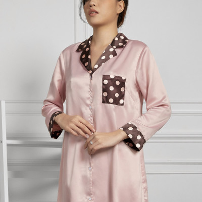 Đầm Pijama Lụa Hàn Cổ Bẻ Maxivic, La Mộc MM112120