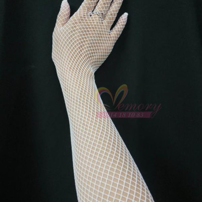 Găng tay lưới dài màu trắng cho Cô dâu và Dạ hội, đi tiệc, sự kiện, lễ hội, chụp ảnh MS: 44625