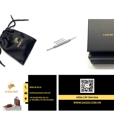 Dây Đồng Hồ Da Bò Cao Cấp, Kiểu VINTAGE THREAD Phẳng Mỏng, Mặt Lót Chống Thấm Mồ Hôi, Tích Hợp Lớp Gia Cố Chống Giãn Đặc Biệt, Phụ Kiện Khóa và Chốt Bằng Thép Không Gỉ 316L - Hàng Chính Hãng SAIGIO