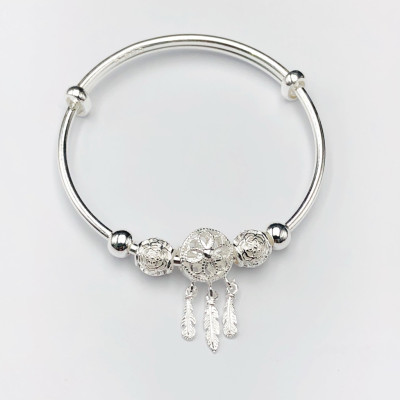 Vòng Tay, Lắc Tay Bạc Ta Charm Deamcatcher Free Size Chính Hãng Bạc Hiểu Minh LTU589