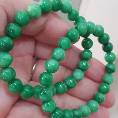 Vòng tay phong thủy Nữ đá cẩm thạch xanh tươi size hạt 8mm vòng màu xanh lá tươi đẹp nữ mệnh mộc hỏa thủy ạ