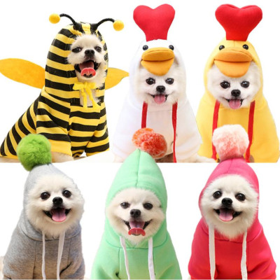 Áo Hình Con Ong, Con Gà có mũ cho chó mèo (2 Chân) , Áo Quần Thú Cưng , Vải Nỉ dày, giữ ấm
