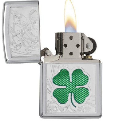 Bật lửa Zippo  Clover High Polish Chrome Design 24699