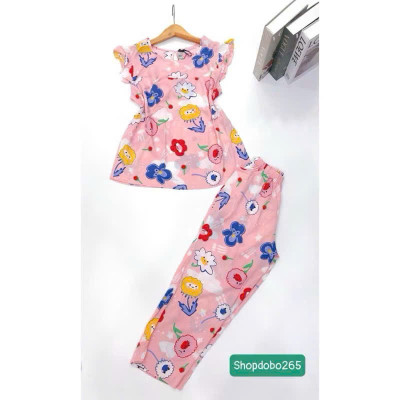 Đồ bộ nữ,đồ ngủ mặc nhà lửng 9 tấc tay cánh tiên vải lanh BL 57 họa tiết dễ thương size 51-70kg.