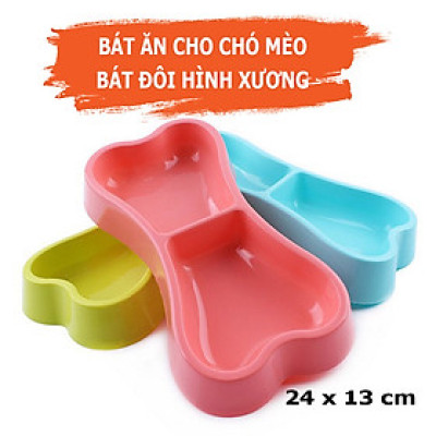 Bát Đôi Cho Chó Mèo Hình Khúc Xương