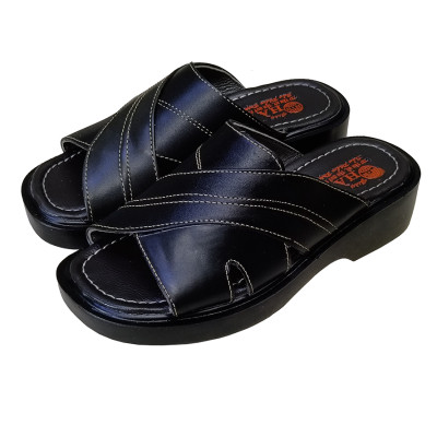 Dép Nam Quai Ngang Da Bò Thật HÀ NAM Đế Cao Dành Cho Người Thấp DN2040